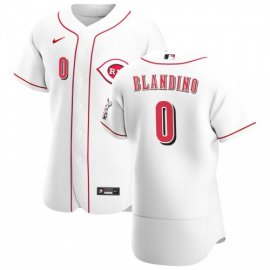 Cincinnati Reds #0 Alex Blandino Mens Nike White Home 2020 Authentic Player MLB Jersey