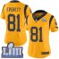 Nike Los Angeles Rams #81 Gerald Everett Gold Super Bowl LIII Bound Womens Stitched NFL Limited Rush Jersey