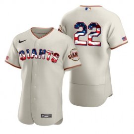 San Francisco Giants #22 Will Clark Mens Nike Cream Fluttering USA Flag Limited Edition Authentic MLB Jersey