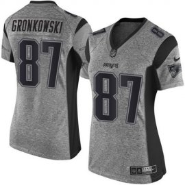 Nike New England Patriots #87 Rob Gronkowski Gray Womens Stitched NFL Limited Gridiron Gray Jersey