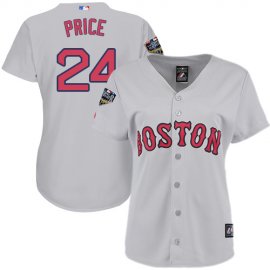 Boston Red Sox #24 David Price Grey Road 2018 World Series Womens Stitched MLB Jersey