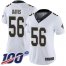 Nike New Orleans Saints #56 DeMario Davis White Womens Stitched NFL 100th Season Vapor Limited Jersey
