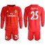 Real Madrid #25 Courtois Red Goalkeeper Long Sleeves Soccer Club Jersey
