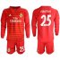 Real Madrid #25 Courtois Red Goalkeeper Long Sleeves Soccer Club Jersey