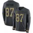 Nike New York Giants #87 Sterling Shepard Anthracite Salute to Service Mens Stitched NFL Limited Therma Long Sleeve Jersey