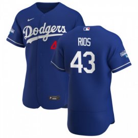 Los Angeles Dodgers #43 Edwin Rios Mens Nike Royal Alternate 2020 World Series Champions Authentic Player MLB Jersey