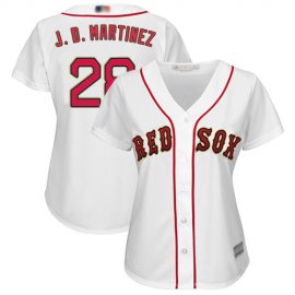 Boston Red Sox #28 J. D. Martinez White 2019 Gold Program Cool Base Womens Stitched MLB Jersey