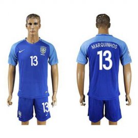 Brazil #13 Marquinhos Blue Soccer Country Jersey