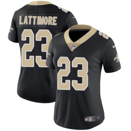 Nike New Orleans Saints #23 Marshon Lattimore Black Team Color Womens Stitched NFL Vapor Untouchable Limited Jersey