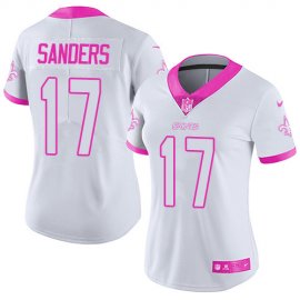 Nike New Orleans Saints #17 Emmanuel Sanders White/Pink Womens Stitched NFL Limited Rush Fashion Jersey