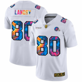 Cleveland Browns #80 Jarvis Landry Mens White Nike Multi-Color 2020 NFL Crucial Catch Limited NFL Jersey