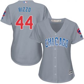 Chicago Cubs #44 Anthony Rizzo Grey Road Womens Stitched MLB Jersey