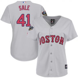 Boston Red Sox #41 Chris Sale Grey Road 2018 World Series Womens Stitched MLB Jersey