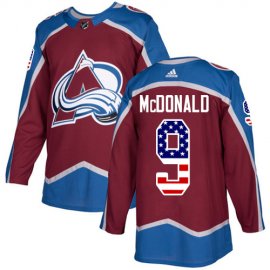 Adidas Colorado Avalanche #9 Lanny McDonald Burgundy Home Authentic USA Flag Stitched NHL Jersey