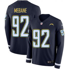 Nike Los Angeles Chargers #92 Brandon Mebane Navy Blue Team Color Mens Stitched NFL Limited Therma Long Sleeve Jersey