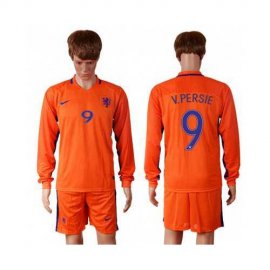 Holland #9 V.persie Home Long Sleeves Soccer Country Jersey