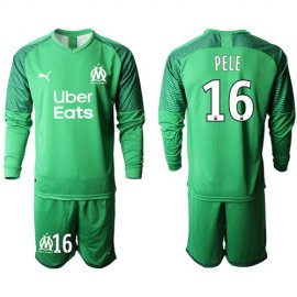 Marseille #16 Pele Green Goalkeeper Long Sleeves Soccer Club Jersey