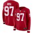Nike San Francisco 49ers #97 Nick Bosa Red Team Color Womens Stitched NFL Limited Therma Long Sleeve Jersey