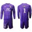 Lyon #1 Lopes Purple Goalkeeper Long Sleeves Soccer Club Jersey