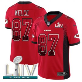 Nike Kansas City Chiefs #87 Travis Kelce Red Super Bowl LIV 2020 Team Color Mens Stitched NFL Limited Rush Drift Fashion Jersey