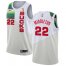 Nike Milwaukee Bucks #22 Khris Middleton Womens 2021 NBA Finals Champions Swingman Earned Edition Jersey White Womens