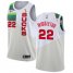 Nike Milwaukee Bucks #22 Khris Middleton Womens 2021 NBA Finals Champions Swingman Earned Edition Jersey White Womens