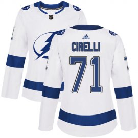 Adidas Tampa Bay Lightning #71 Anthony Cirelli White Road Authentic Womens Stitched NHL Jersey