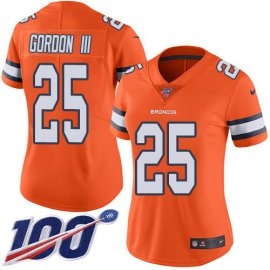 Nike Denver Broncos #25 Melvin Gordon III Orange Womens Stitched NFL Limited Rush 100th Season Jersey