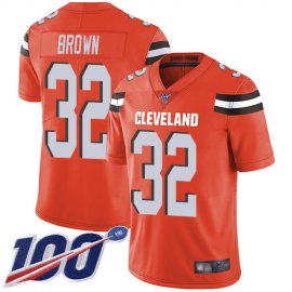 Nike Cleveland Browns #32 Jim Brown Orange Alternate Mens Stitched NFL 100th Season Vapor Limited Jersey