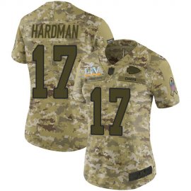 Nike Kansas City Chiefs #17 Mecole Hardman Camo Womens Super Bowl LV Bound Stitched NFL Limited 2018 Salute To Service Jersey