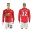 Manchester United #22 Mkhitaryan Red Home Long Sleeves Soccer Club Jersey