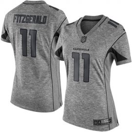 Nike Arizona Cardinals #11 Larry Fitzgerald Gray Womens Stitched NFL Limited Gridiron Gray Jersey