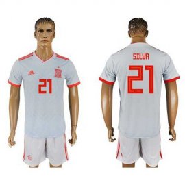 Spain #21 Silva Away Soccer Country Jersey