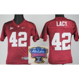 Kids Alabama Crimson Tide 42 Eddie Lacy Red College Football NCAA Jersey 2014 All State Sugar Bowl Game Patch