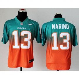 Nike Miami Dolphins #13 Dan Marino Aqua Green/Orange Mens Stitched NFL Elite Fadeaway Fashion Jersey
