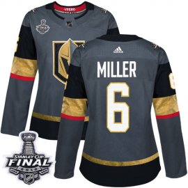 Adidas Vegas Golden Knights #6 Colin Miller Grey Home Authentic 2018 Stanley Cup Final Womens Stitched NHL Jersey