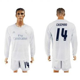 Real Madrid #14 Casemiro Marine Environmental Protection Home Long Sleeves Soccer Club Jersey
