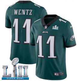Nike Philadelphia Eagles #11 Carson Wentz Midnight Green Team Color Super Bowl LII Youth Stitched NFL Vapor Untouchable Limited Jersey