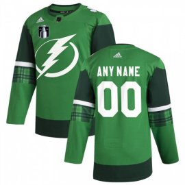 Tampa Bay Lightning Mens Adidas 2022 Stanley Cup Final Patch St. Patricks Day Custom Stitched NHL Jersey Green