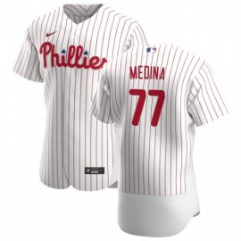 Philadelphia Phillies #77 Adonis Medina Mens Nike White Home 2020 Authentic Player MLB Jersey