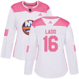 Adidas New York Islanders #16 Andrew Ladd White/Pink Authentic Fashion Womens Stitched NHL Jersey