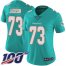 Nike Miami Dolphins #73 Austin Jackson Aqua Green Team Color Womens Stitched NFL 100th Season Vapor Untouchable Limited Jersey