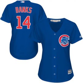 Chicago Cubs #14 Ernie Banks Blue Alternate Womens Stitched MLB Jersey