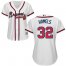 Atlanta Braves #32 Cole Hamels White Home Womens Stitched MLB Jersey