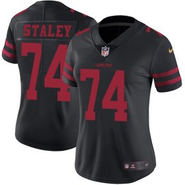 Nike San Francisco 49ers #74 Joe Staley Black Alternate Womens Stitched NFL Vapor Untouchable Limited Jersey