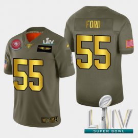 Nike San Francisco 49ers #55 Dee Ford Mens Olive Gold Super Bowl LIV 2020 2019 Salute to Service NFL 100 Limited Jersey