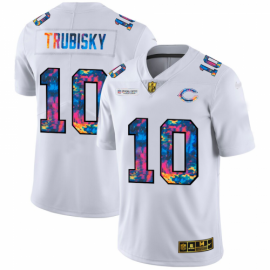 Chicago Chicago Bears #10 Mitchell Trubisky Mens White Nike Multi-Color 2020 NFL Crucial Catch Limited NFL Jersey