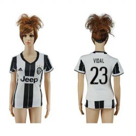 Womens Juventus #23 Vidal Home Soccer Club Jersey