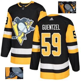 Adidas Pittsburgh Penguins #59 Jake Guentzel Black Home Authentic Fashion Gold Stitched NHL Jersey