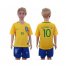 Brazil #10 Neymar Jr Home Kid Soccer Country Jersey